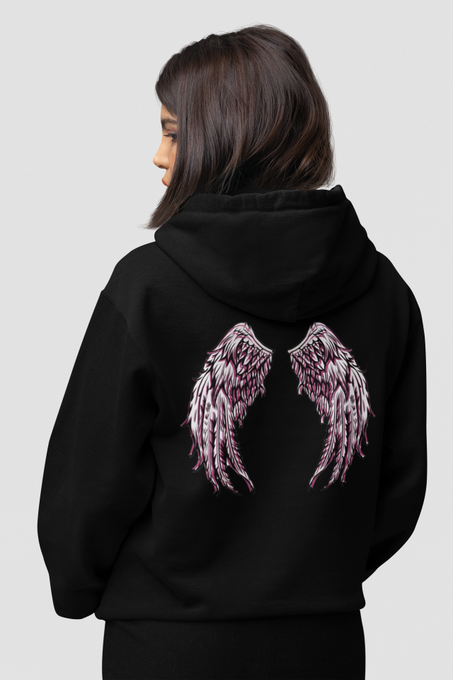 Minimalist Melek Kanadı Tasarım Hoodie, Pamuklu Kumaş, Şık ve Rahat Kapüşonlu Sweatshirt