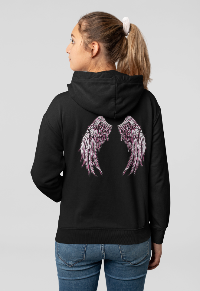 Minimalist Melek Kanadı Tasarım Hoodie, Pamuklu Kumaş, Şık ve Rahat Kapüşonlu Sweatshirt
