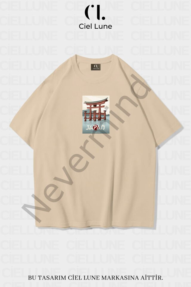 Unisex Damen Herren Japan Bedrucktes Oversize T-Shirt mit individuellem Design