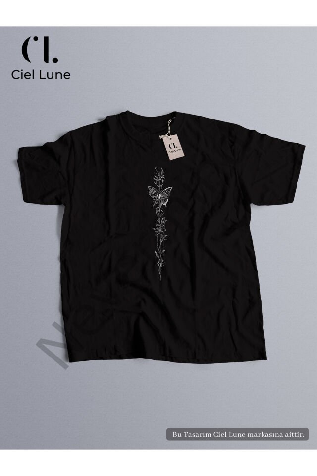 Unisex Butterfly Flower Özel Tasarım - Oversize T-Shirt