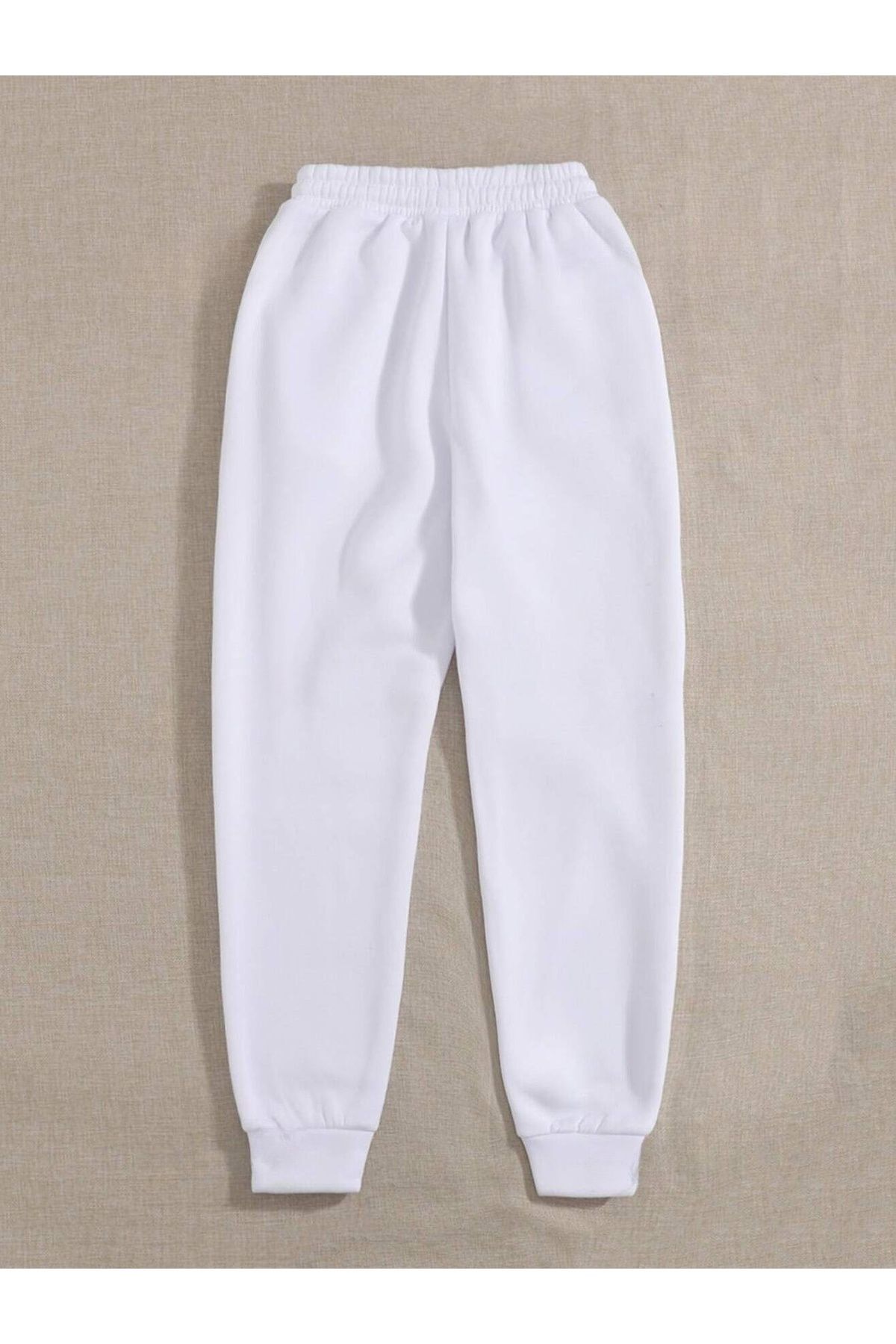 Unisex Nevermind Slogan Printed 3 Thread Plain Elastic Waist and Leg Thermal Lined Jogger Sweatpants