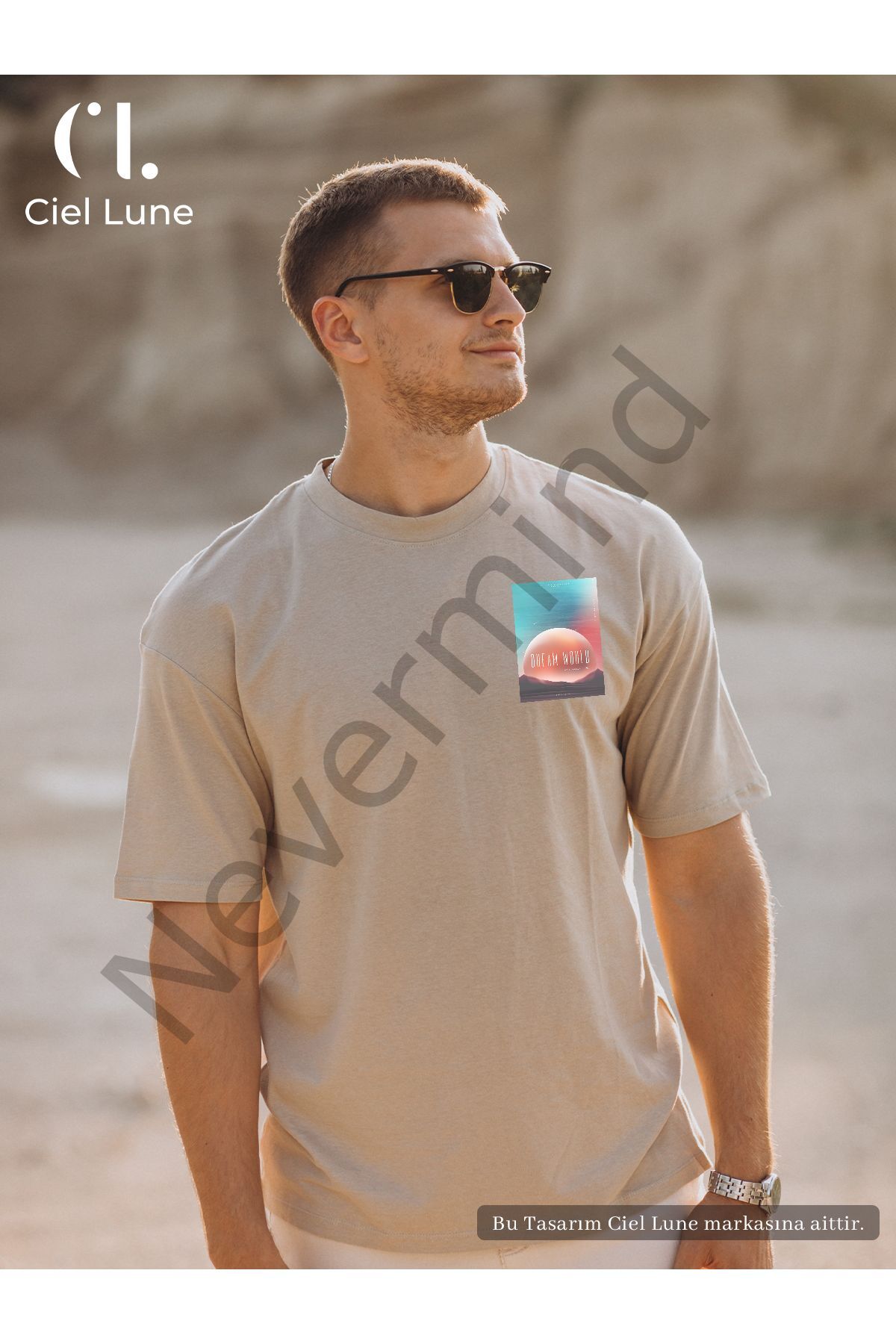 Unisex Kadın Erkek Dream World Baskılı Özel Tasarım Oversize T-shirt