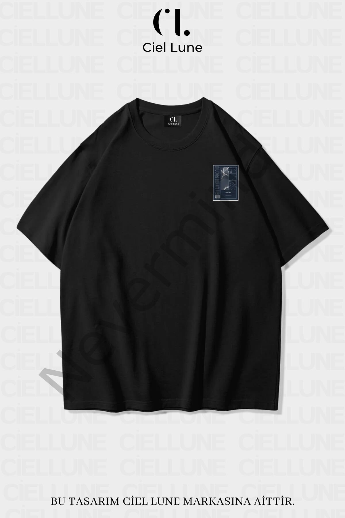 Unisex Kadın Erkek Golden Ratio Baskılı Özel Tasarım Oversize T-shirt