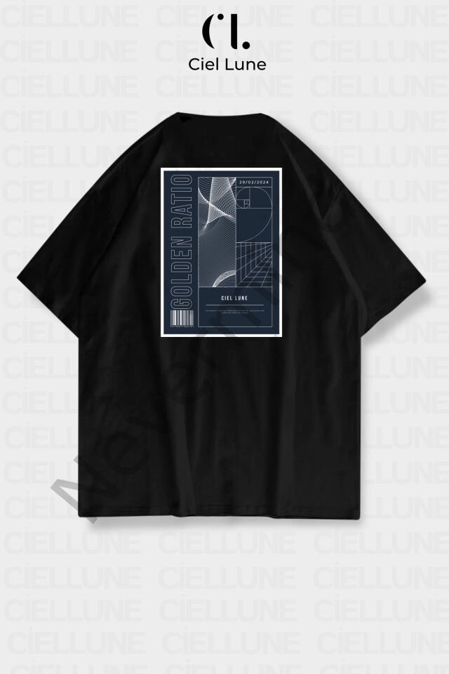 Unisex Kadın Erkek Golden Ratio Baskılı Özel Tasarım Oversize T-shirt