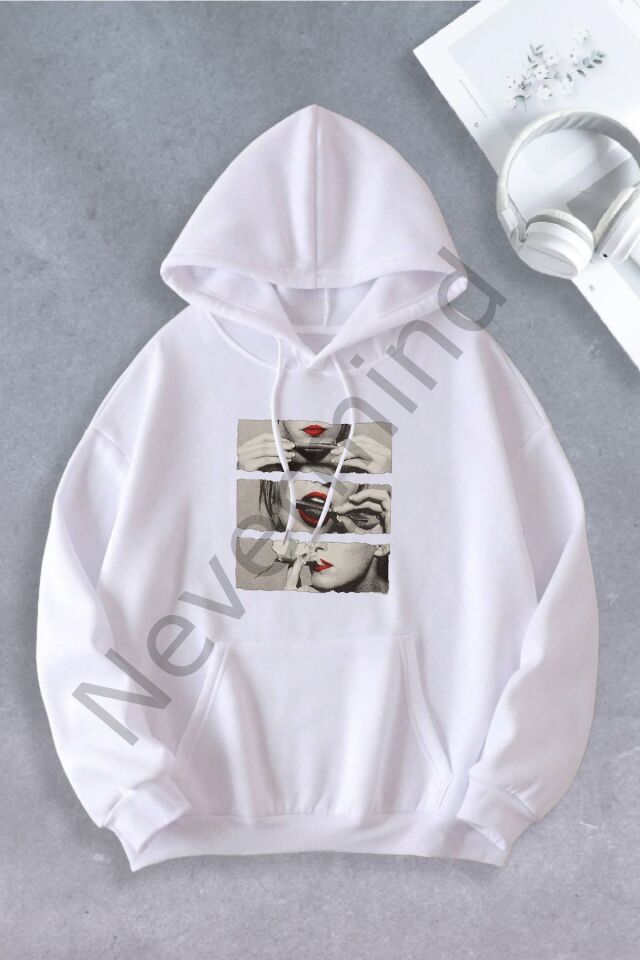 Unisex Women Men Cigarette Lip Model Oversize Sweatshirt