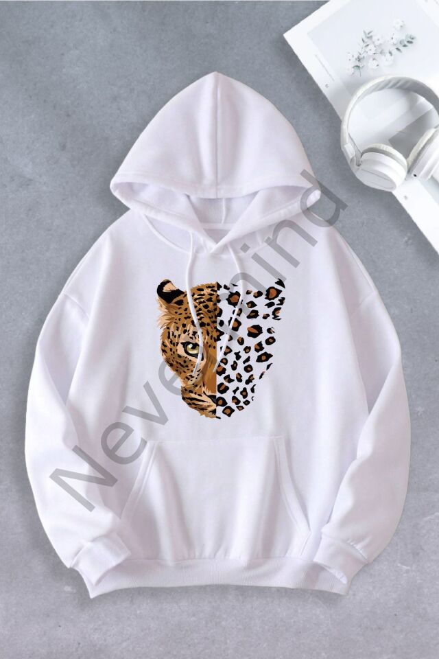 Unisex Women Men Leopard Oversize Sweatshirt