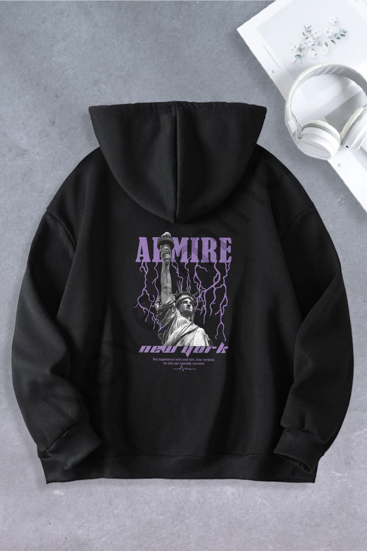 Unisex Women Men New York Lightning Model Oversize Sweatshirt 2 Yarns