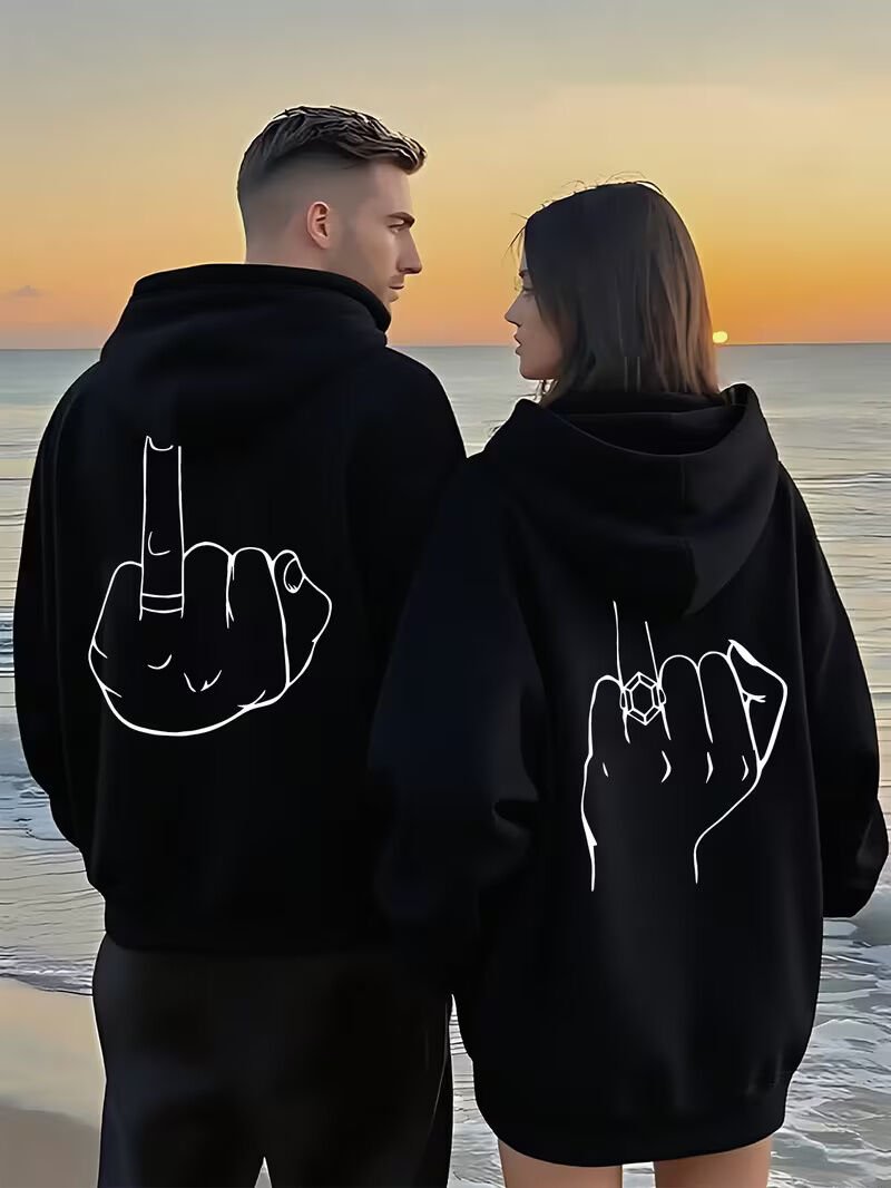 Oversize Hoodie Grafik El Çizimi Baskılı – Unisex Kapüşonlu Sweatshirt Streetwear 2'li Set