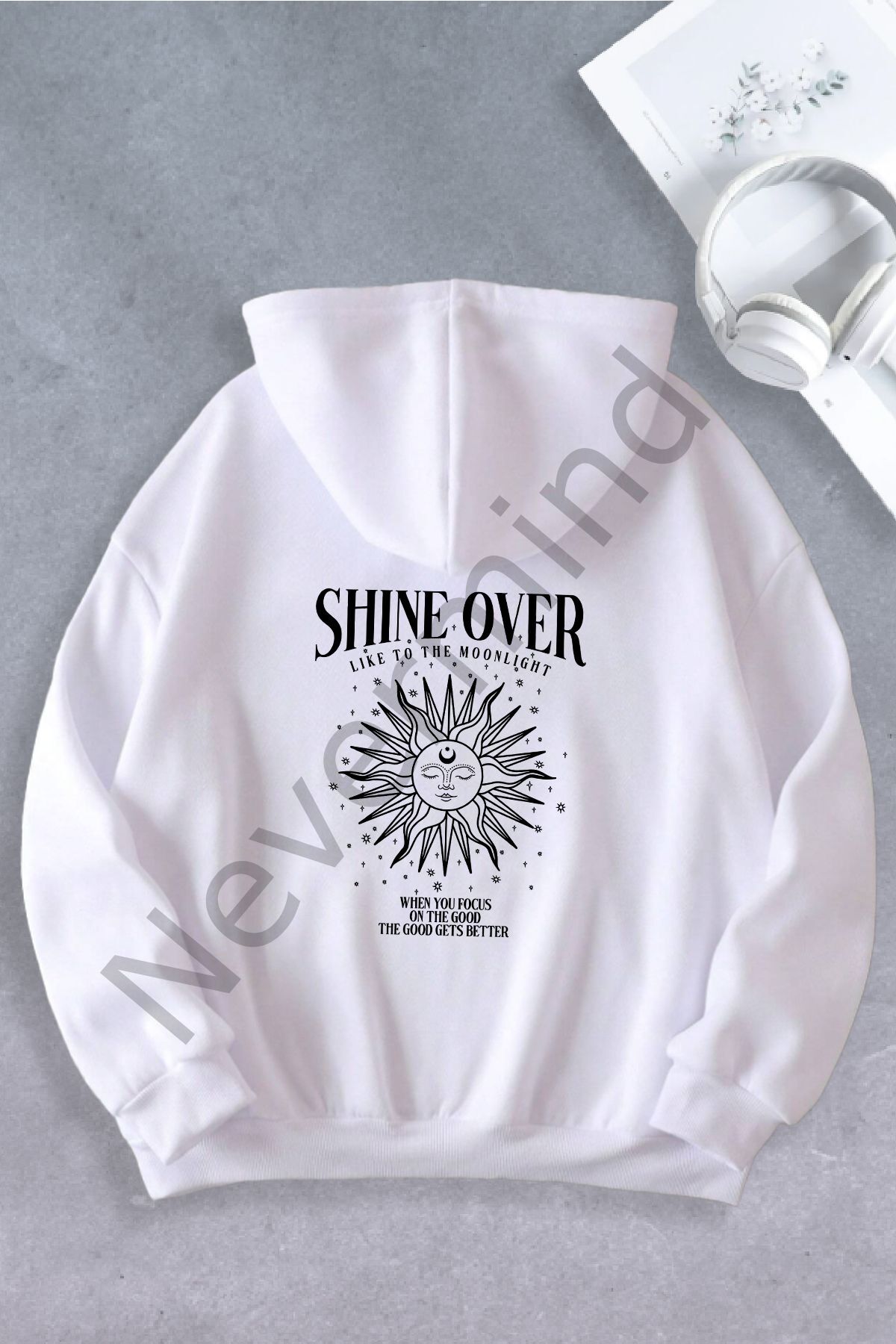 Unisex Women's Men's Skymoon Printed Oversize Sweatshirt 2 Yarn