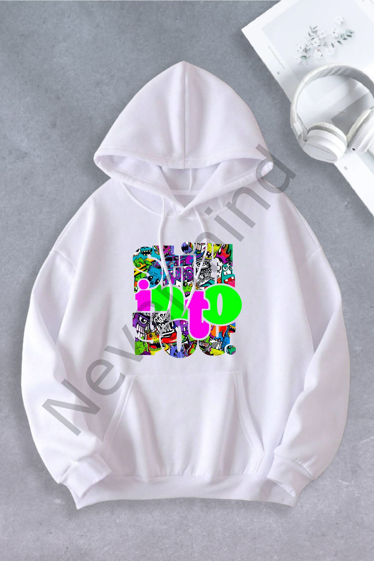 Unisex Women Men Still Patterned Printed Oversize Sweatshirt