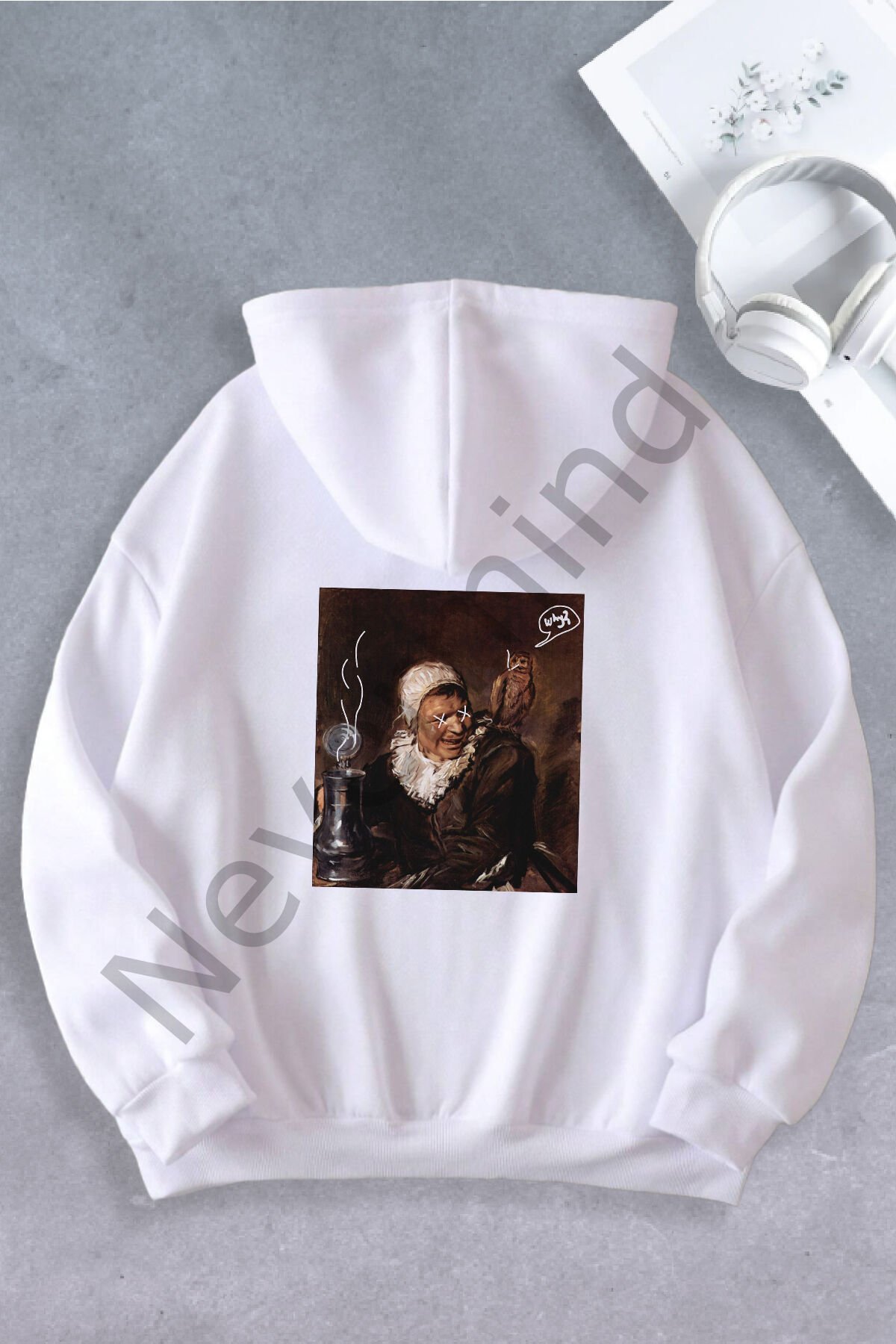 Unisex Women Men Why Printed Oversize Sweatshirt 2 Yarns