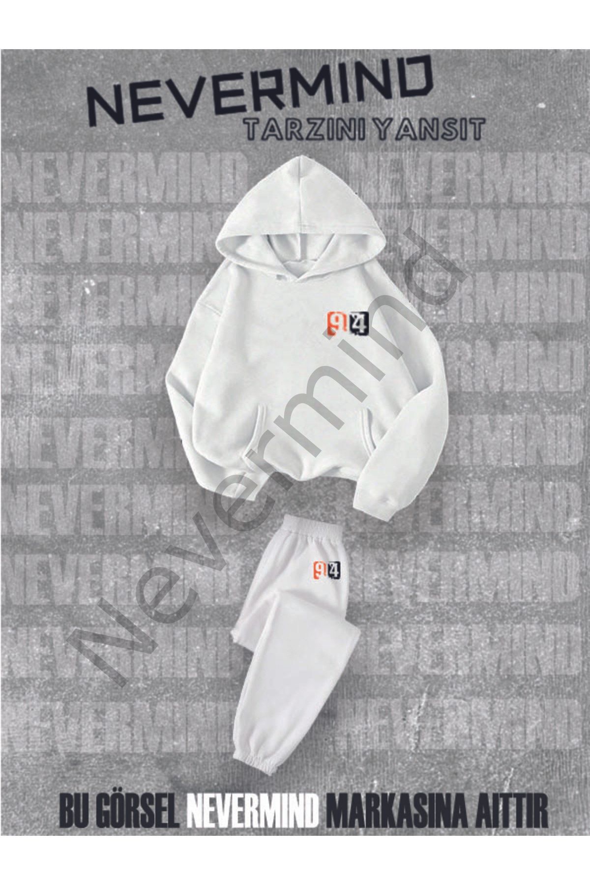 Trainingsanzug-Sweatshirt-Jogger – Oversize-Sweatshirt-Jogginghose aus Baumwolle mit 94-Print