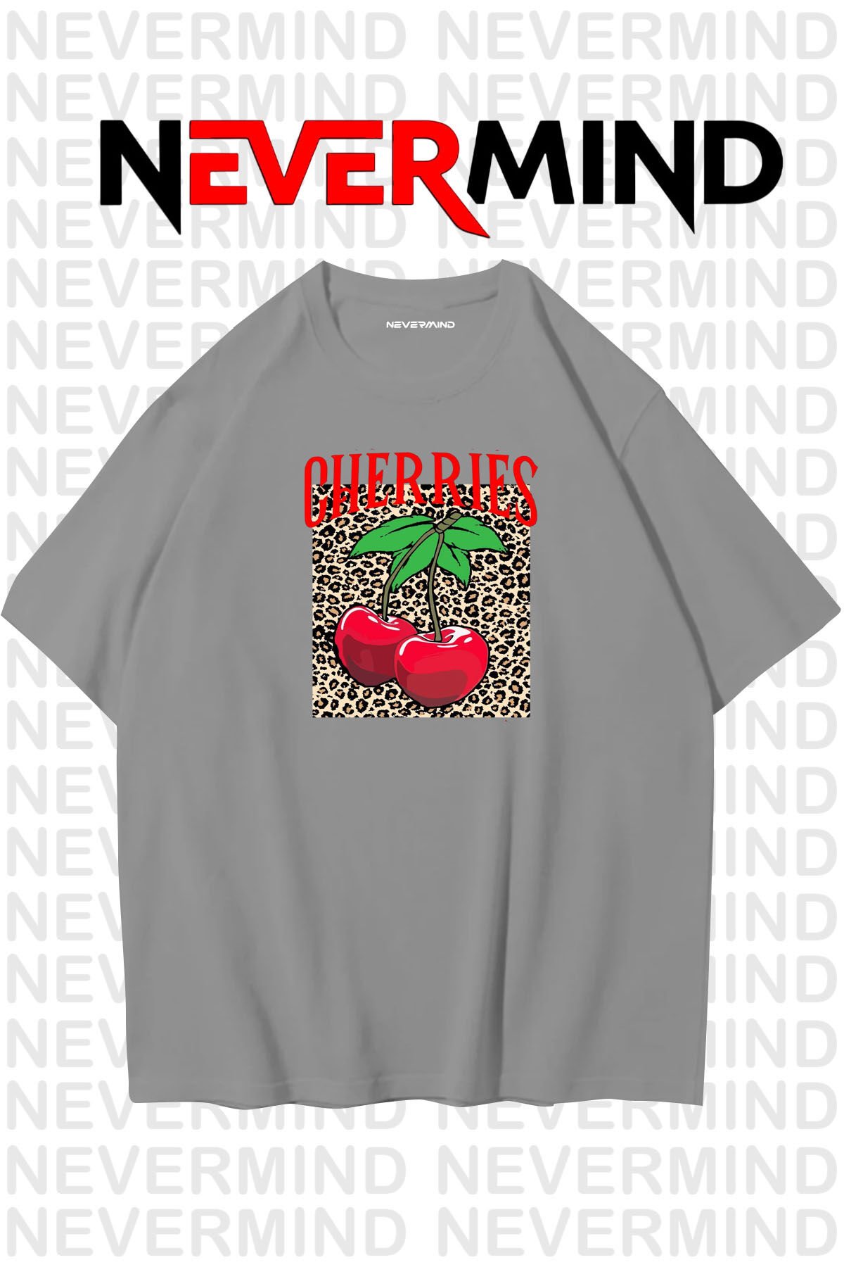 Unisex Cherry Printed Oversized T-shirt