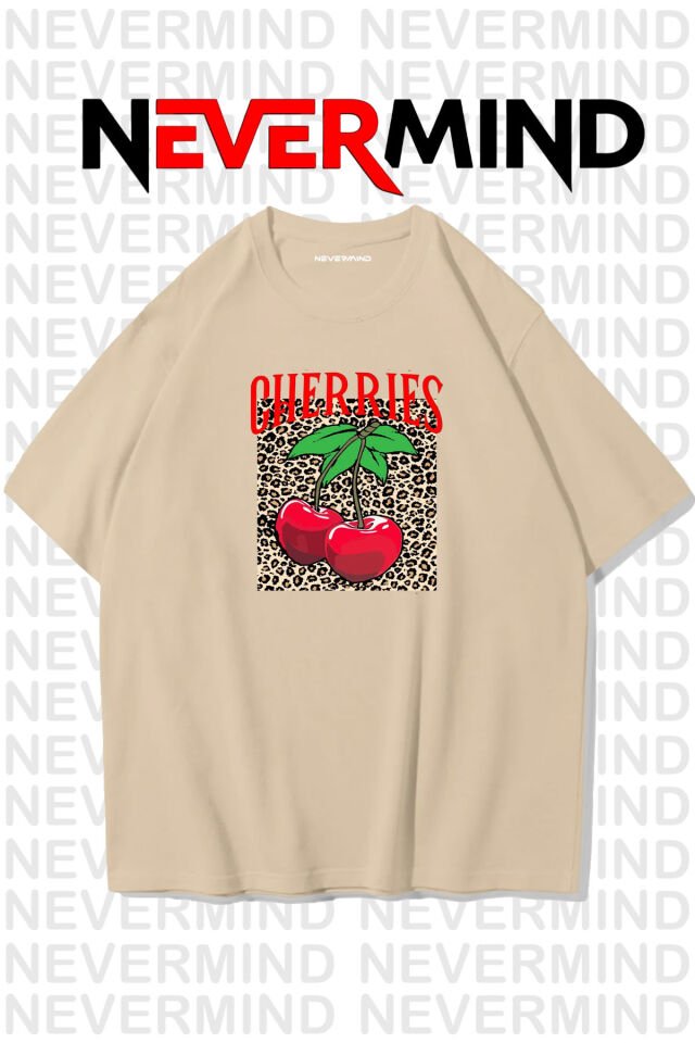 Unisex Cherry Printed Oversized T-shirt