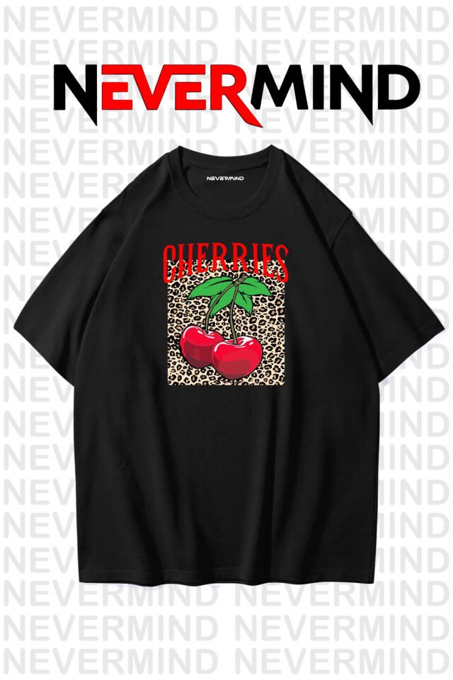 Unisex Cherry Printed Oversized T-shirt