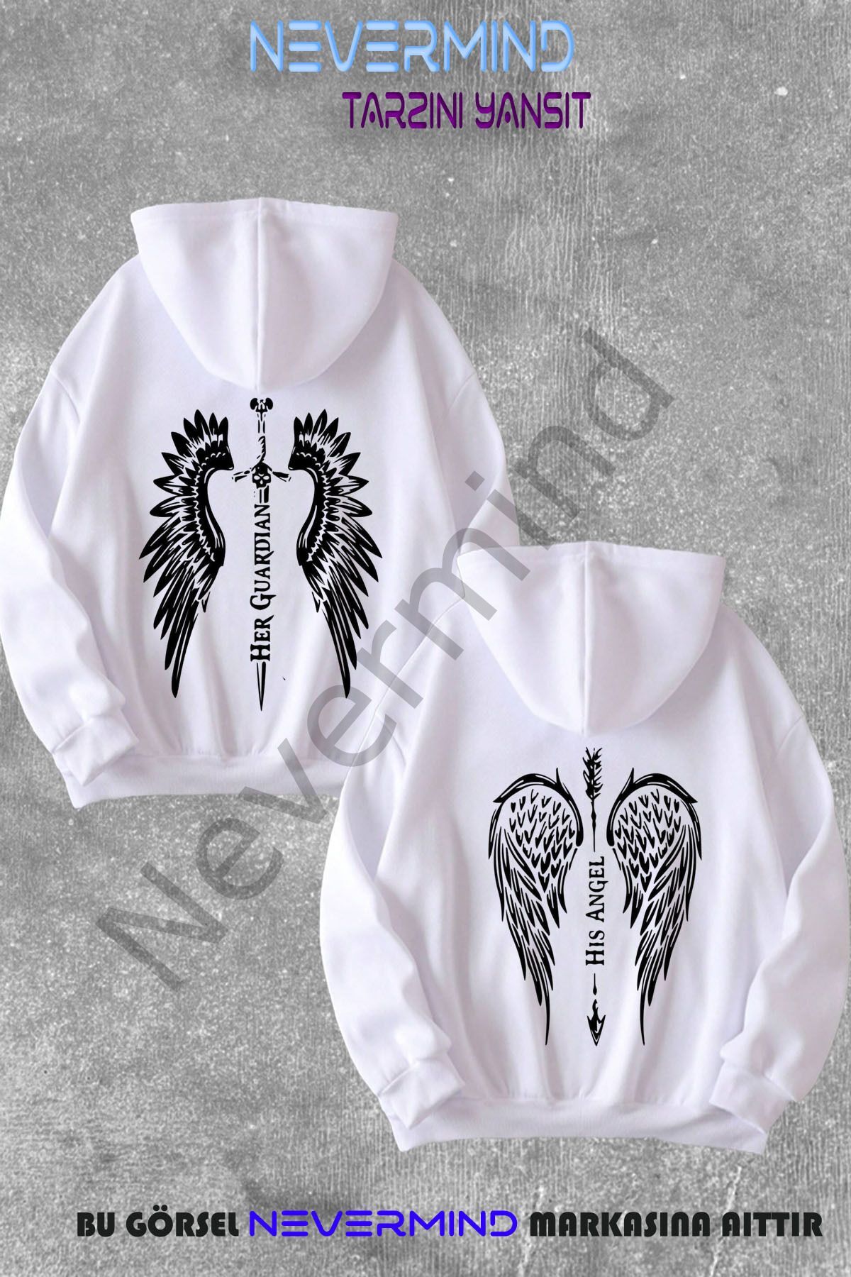 Dear Angel & Guardian couple combination Printed Hooded Sweatshirt 2-Piece Set