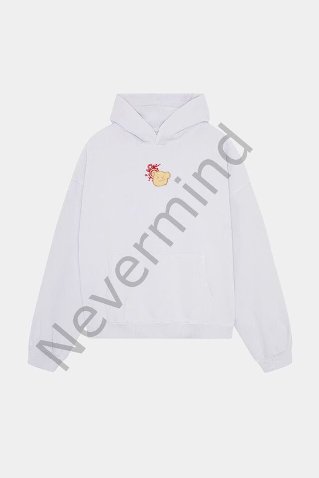 Unisex Oversize Hooded Sweatshirt – Teddy Bear Print, Never Mind Design