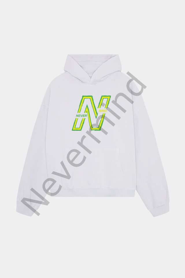 Unisex Hooded Sweatshirt - Neon Green Printed Oversize Hoodie