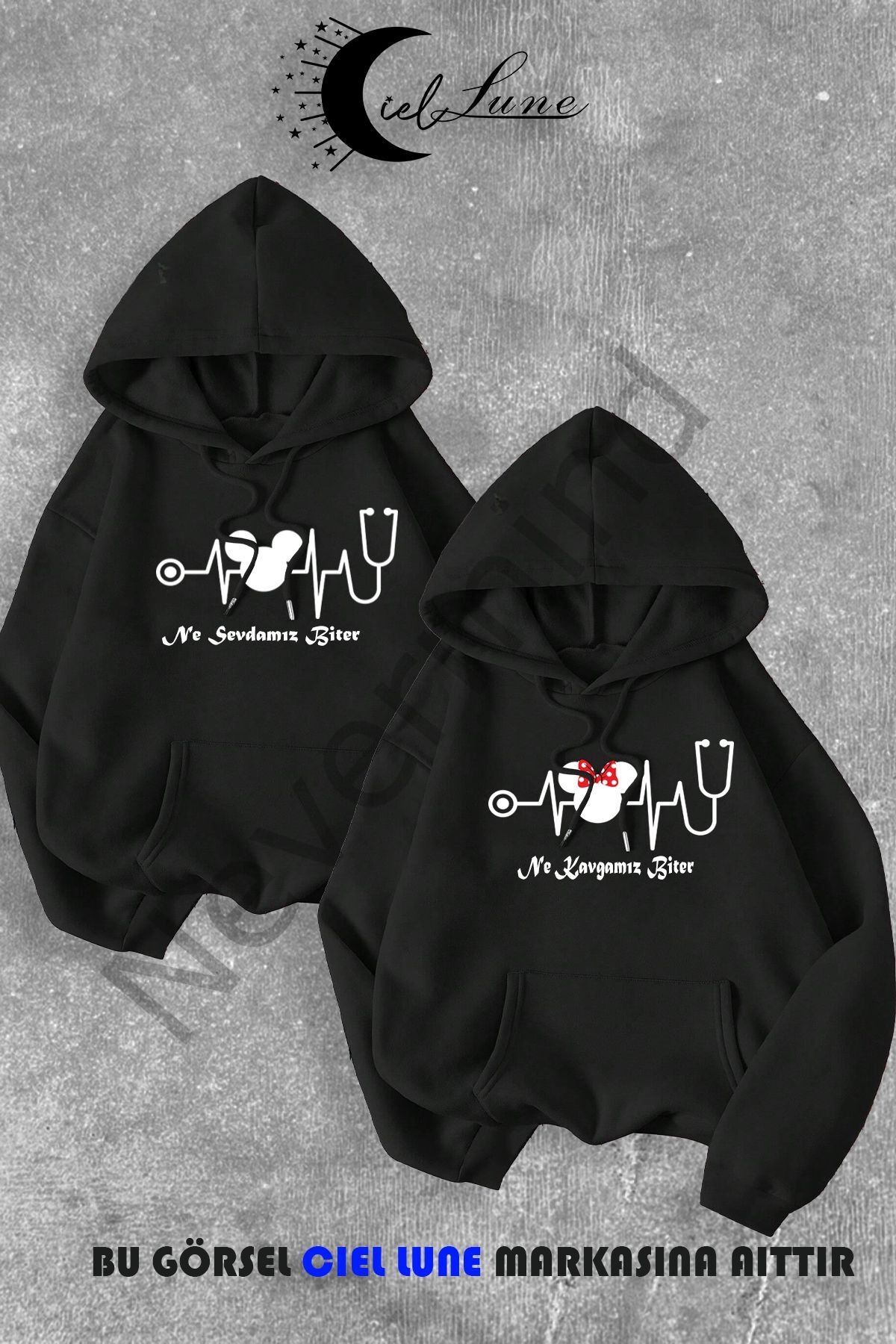 Dear Couple Combination Neither Our Fights End Nor Our Love Printed Hooded Sweatshirt 2 Piece Set Set