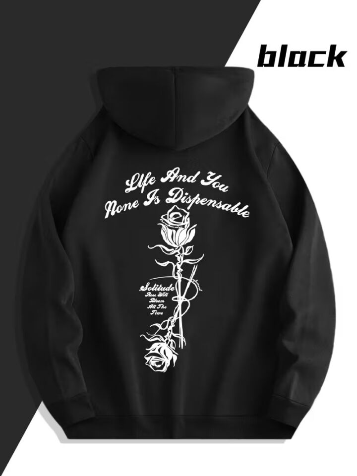 Sevgili Çift Kombini 2’li Gül ve Yazı Baskılı Unisex Sweatshirt – Romantik Tarz Oversize