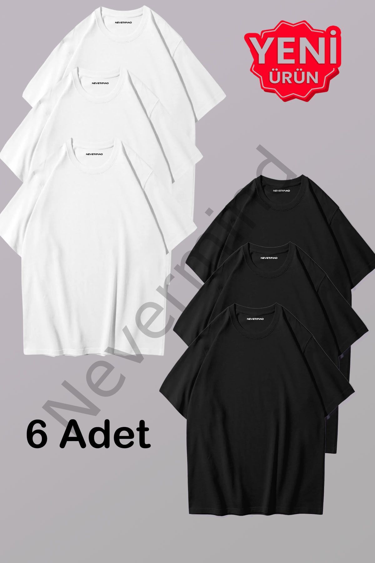 Men's & Women's Black and White 100% Cotton 6-Pack T-Shirt - Unisex T-Shirt