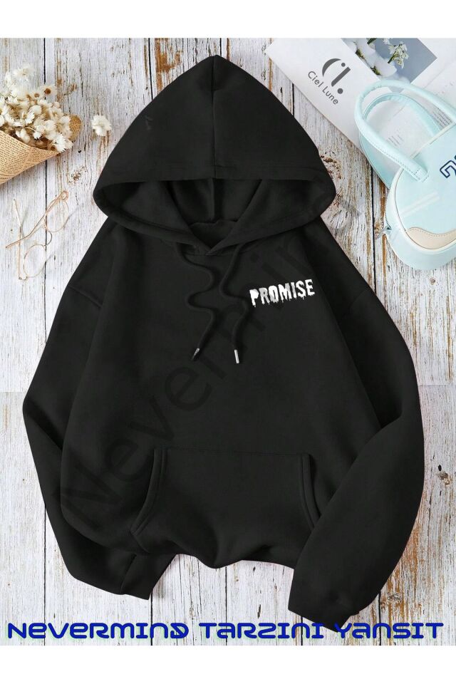 Unisex Just The Front Back Bedrucktes Oversize-Kapuzensweatshirt mit 3 Fäden