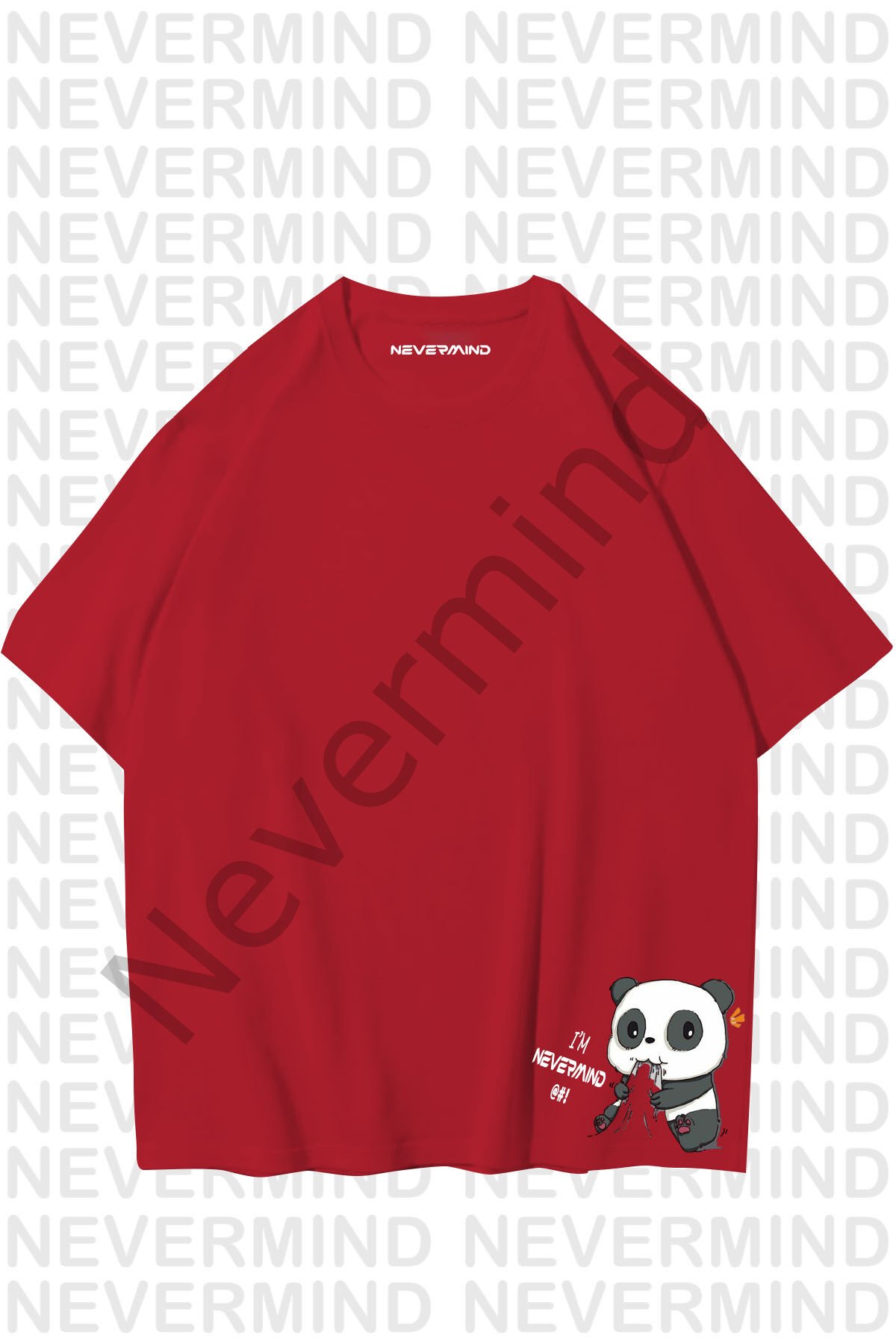 Unisex Women Men Nevermind Panda Custom Design Printed Oversize T-shirt