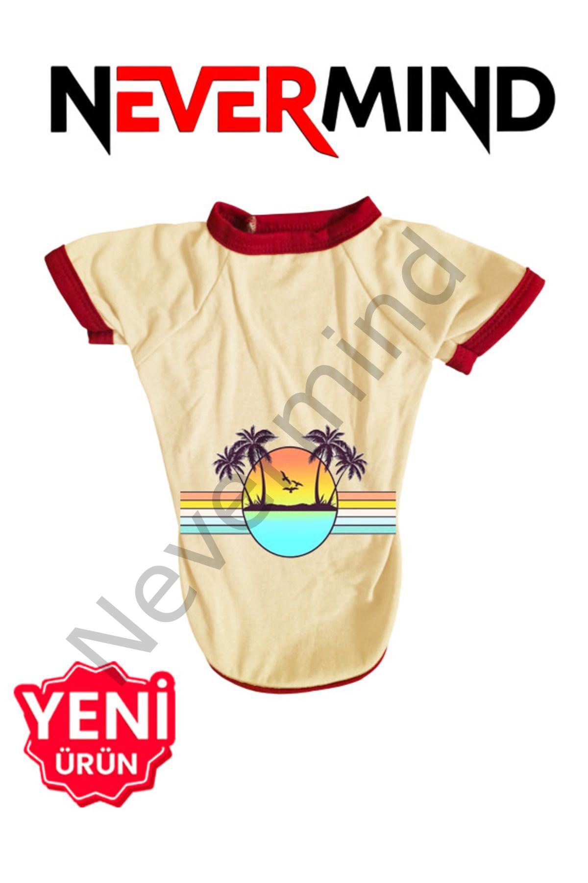 Hunde-T-Shirt mit Palmen-Sonnenuntergang-Muster – Sommerkleidung für Katzen und Hunde