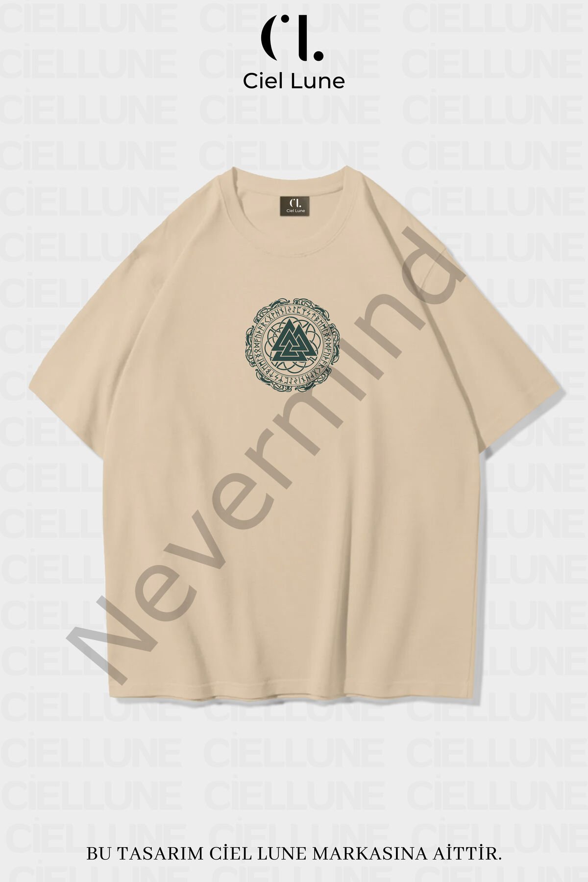 Unisex Women's Men's Valknut and Vegvisir Printed Custom Design Oversize T-shirt