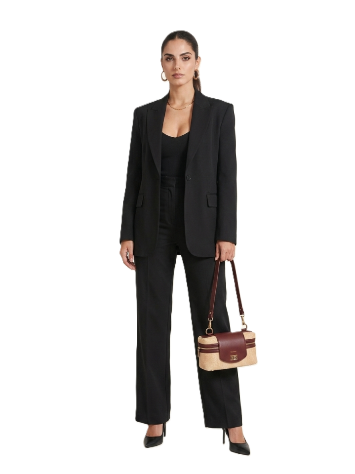 GLANZIA Aura Bordeaux Straw Vanity Bag