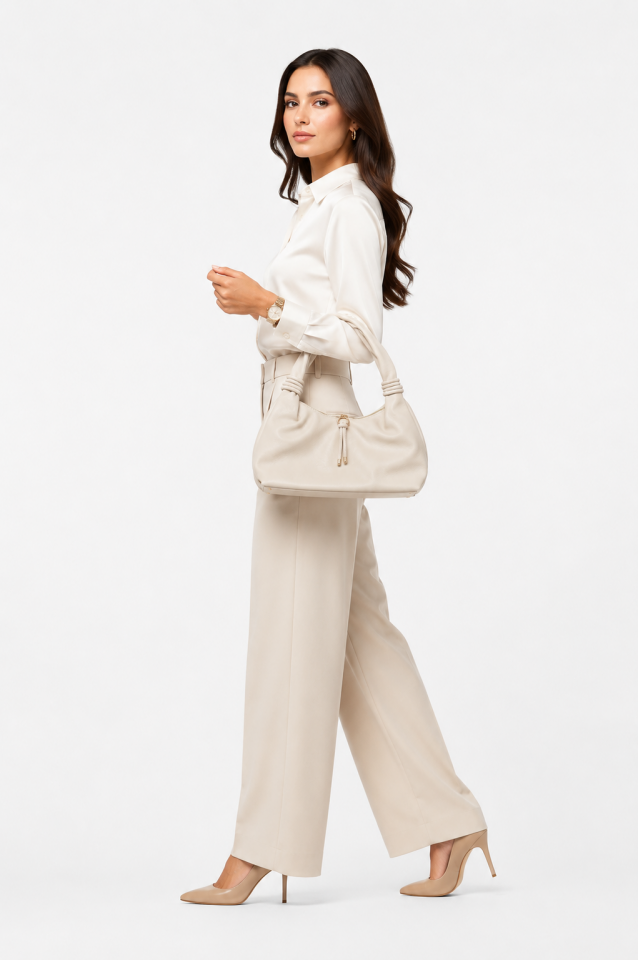 Elara Ivory Hobo Bag