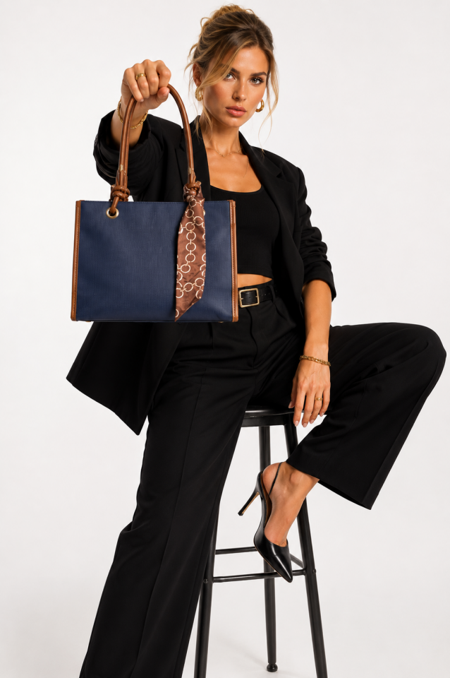 GLANZIA Celeste Navy Tote Bag