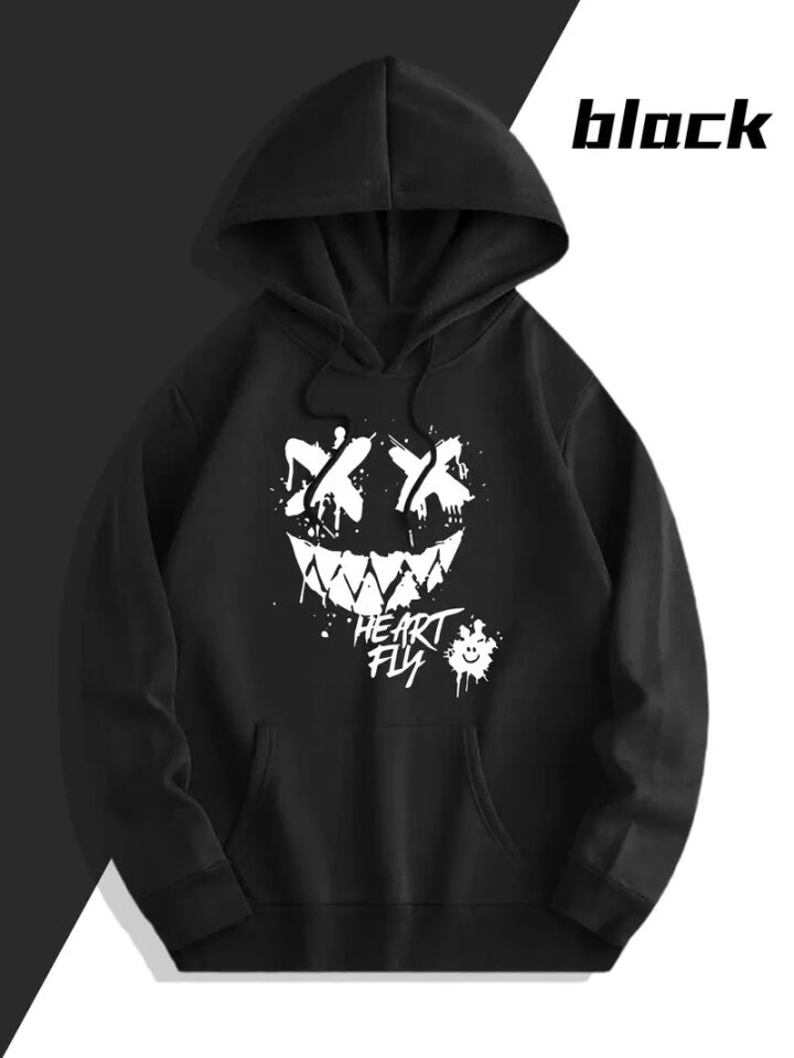 Sevgili Kombini Oversize Hoodie – Heart Fly Gülüş Baskılı 3 İplik Unisex Sweatshirt 2'li