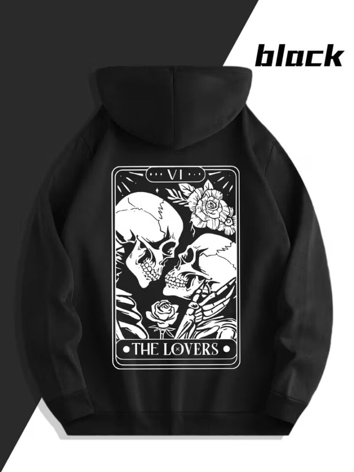 Sevgili Çift Kombini 2’li The Lovers Baskılı Unisex Oversize Sweatshirt – Skull Aşk Tasarımı