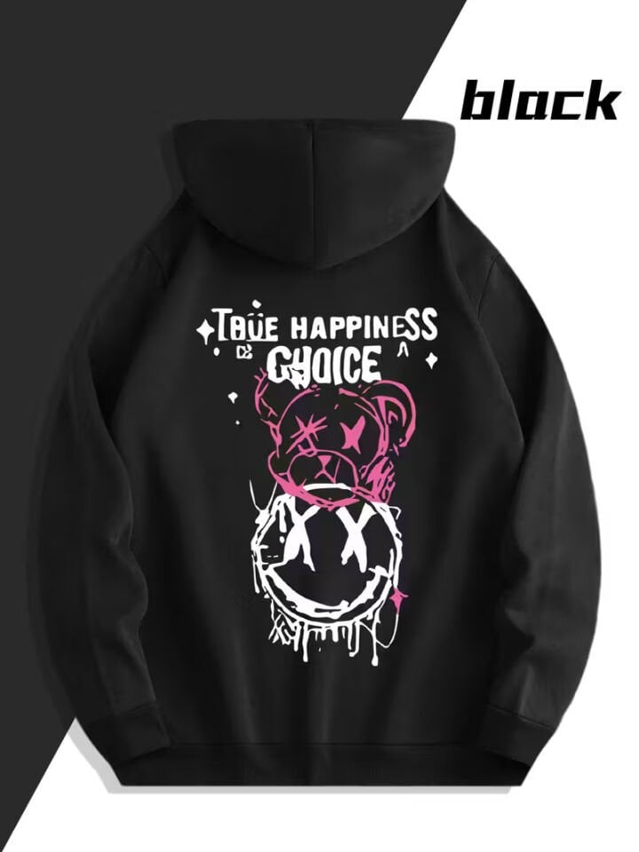 Sevgili Çift Kombini 2’li True Happiness Baskılı Unisex Sweatshirt – Renkli Street Tarz